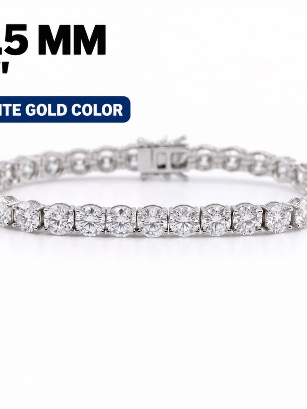 LEKANI 6.5mm Moissanite Tennis Bracelet S925 Silver 8 in